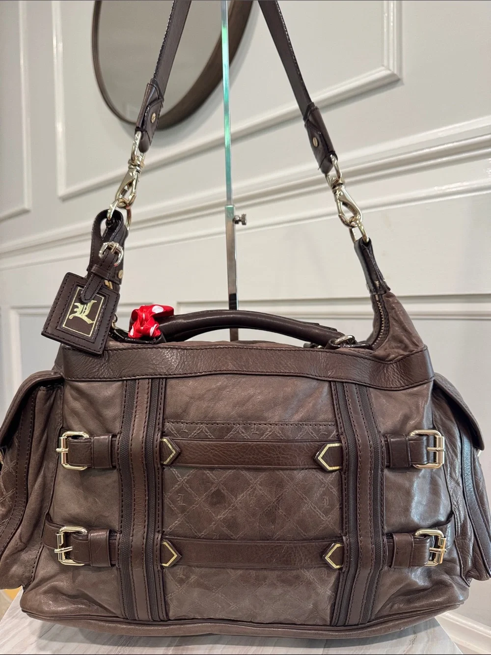 L.A.M.B. Bag Gwen Stefani LAMB Vintage Large Brown Leather Satchel